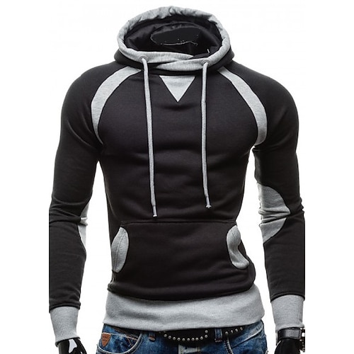 

Men's Hoodie Solid Colored Round Neck Daily Hoodies Sweatshirts Long Sleeve Black Gray Dark Gray / Fall / Spring