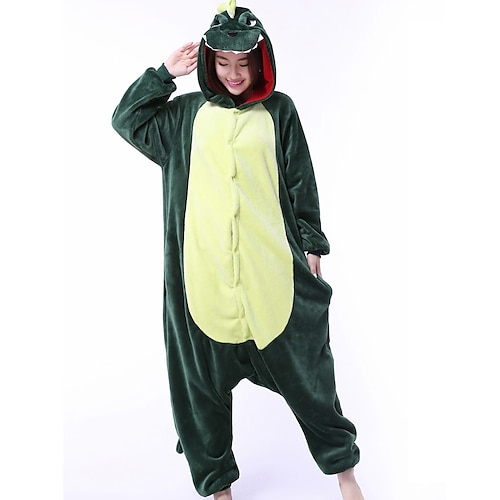 

Adults' Kigurumi Pajamas Dragon Dinosaur Solid Colored Onesie Pajamas Coral fleece Cosplay For Men and Women Christmas Animal Sleepwear Cartoon Festival / Holiday Costumes / Leotard / Onesie