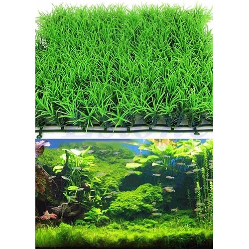 US 2PCS Aquarium Plant Plastic Water Grass Artificial Plant Fish Tank Decoration