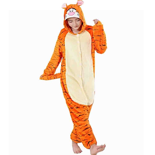 

Adults' Kigurumi Pajamas Tiger Patchwork Onesie Pajamas Flannel Toison Cosplay For Men and Women Christmas Animal Sleepwear Cartoon Festival / Holiday Costumes / Leotard / Onesie / Leotard / Onesie