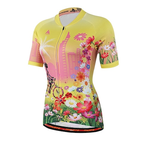 

Miloto Men's Women's Short Sleeve Cycling Jersey Floral Botanical Bike Jersey Top Sweat-wicking Sports Coolmax Mountain Bike MTB Road Bike Cycling Clothing Apparel / Stretchy