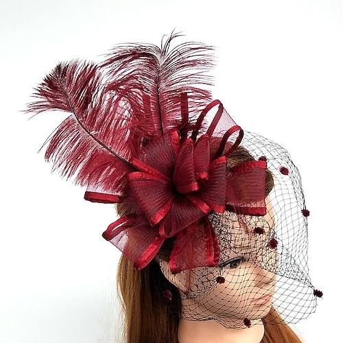 

Tulle / Feather / Net Fascinators / Hats / Birdcage Veils with 1 Piece Wedding / Special Occasion / Horse Race Headpiece