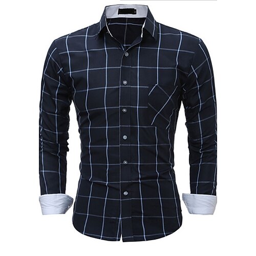 

Men's Shirt Color Block Shirt Collar Daily Long Sleeve Tops Wine Navy Blue