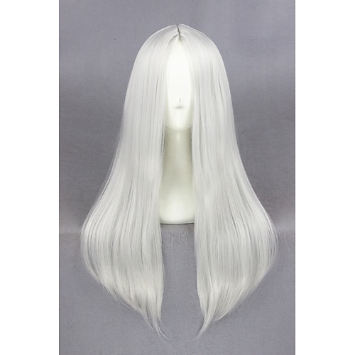 

Synthetic Wig Cosplay Wig Straight Kardashian Straight Wig Medium Length Silver Synthetic Hair Women's White