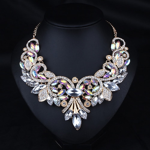 

Statement Necklace Crystal Rhinestone Alloy Women's Luxury Basic Victorian Necklace For Party Wedding Anniversary / Casual / Daily / Engagement / Valentine