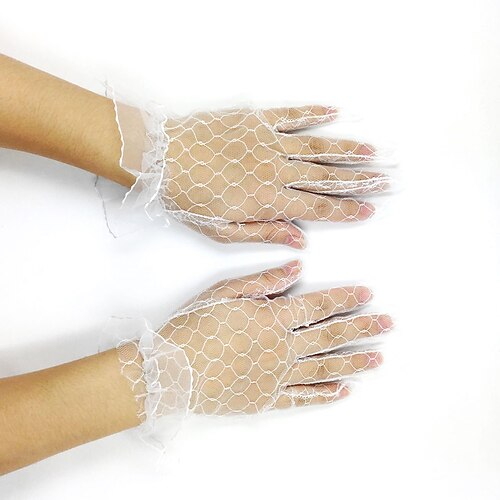 

Net / Tulle Wrist Length Glove Bridal Gloves / Party / Evening Gloves With Ruffles Wedding / Party Glove