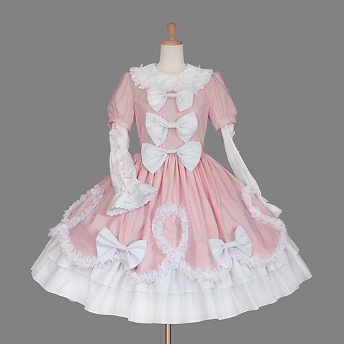 

Prinzessin Süße Lolita Urlaubskleid Kleid Damen Mädchen Baumwolle Japanisch Cosplay Kostüme Übergröße Kundenspezifische Rosa Ballkleid Feste Farbe Modisch Kappe Kurzarm Kurz / Mini / Smoking