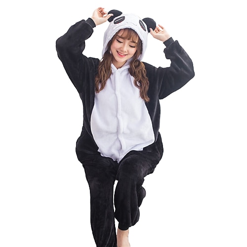 

Adults' Kigurumi Pajamas Panda Animal Patchwork Onesie Pajamas Flannel Toison Cosplay For Men and Women Halloween Animal Sleepwear Cartoon Festival / Holiday Costumes / Leotard / Onesie