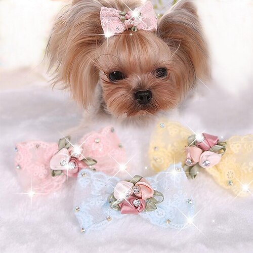 

Dog Hair Accessories Puppy Clothes Bowknot Casual / Daily Dog Clothes Puppy Clothes Dog Outfits Yellow Pink Costume for Girl and Boy Dog Fabric One-Size