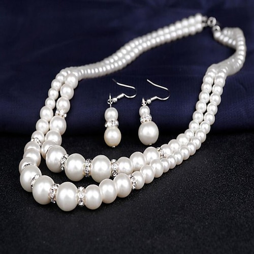 

Necklace Earrings For Women's Pearl Party Wedding Gift Pearl Double Strand / Bridal Jewelry Sets / Daily / Engagement