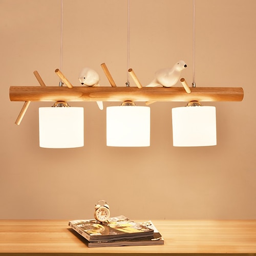 

3-Light 80 cm Pendant Light Wood / Bamboo Glass Painted Finishes 110-120V 220-240V