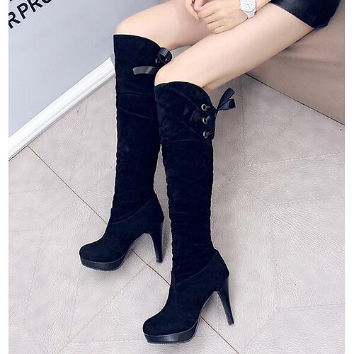 Damă Piele de Căprioară Imitație Toamnă Iarnă Rochie Toc Stiletto Negru 7.5 - 9.5 cm