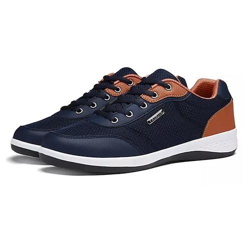 

Men's Trainers Athletic Shoes Comfort Shoes Outdoor Walking Shoes PU Black Blue Gray Spring / Lace-up / EU42
