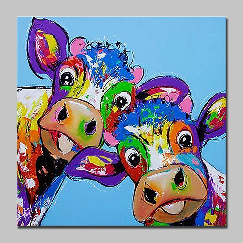 

Nursery Oil Painting Hand Painted Animals Abstract Modern Contemporary Stretched Canvas With Stretched Frame