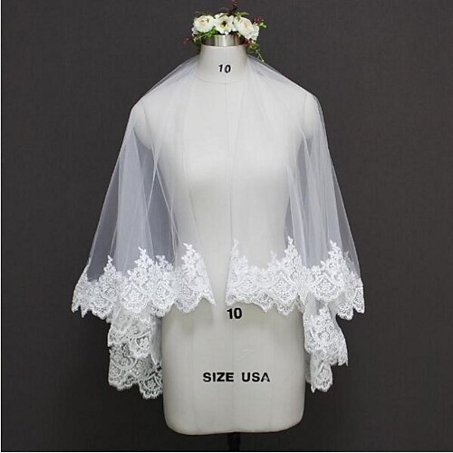 

Two-tier Lace Applique Edge / Wedding Wedding Veil Wedding Veils with Lace Princess