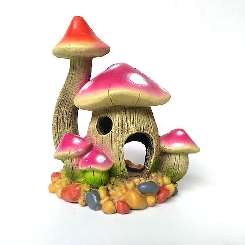 

Mushroom Aquarium Decorations Ornament Artificial Resin Fish Hiding Landscape Accessories Pet Fish Escape Holes