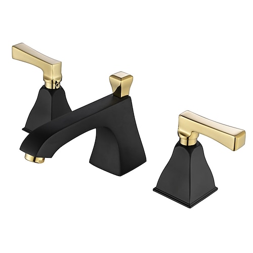 

Brass Bathroom Sink Faucet,Widespread Painted Finishes Two Handles Three Holes Bath Taps with Hot and Cold Switch
