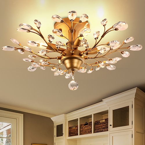 62 cm Chandelier Cluster Design Ceiling Light LED Flush Mount Lights Metal Antique Brass Elegant & Luxurious 110-120V 220-240V CE Certified Flower Design