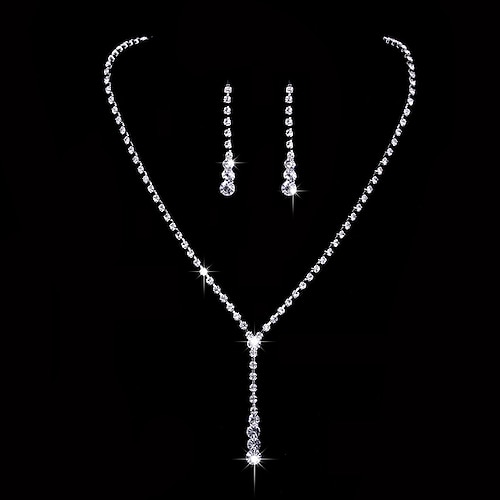 

Drop Earrings AAA Cubic Zirconia Cubic Zirconia Women's Elegant Classic Simple Style Drop Jewelry Set For Wedding Anniversary Party Evening / Choker Necklace / Bridal Jewelry Sets / Engagement
