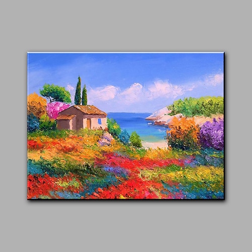 

Oil Painting Hand Painted Horizontal Landscape Mediterranean Rolled Canvas (No Frame)