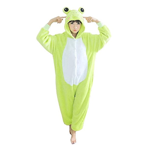 

Adults' Kigurumi Pajamas Frog Animal Patchwork Onesie Pajamas Polar Fleece Cosplay For Men and Women Christmas Animal Sleepwear Cartoon Festival / Holiday Costumes / Leotard / Onesie
