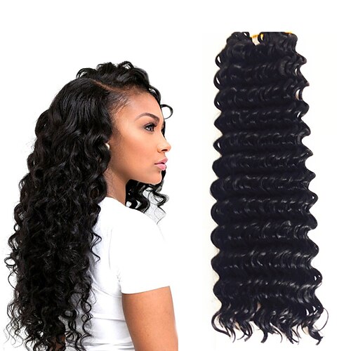 

Crochet Hair Braids Deep Wave Box Braids Black Ombre Synthetic Hair 14 inch Braiding Hair 3pcs / pack