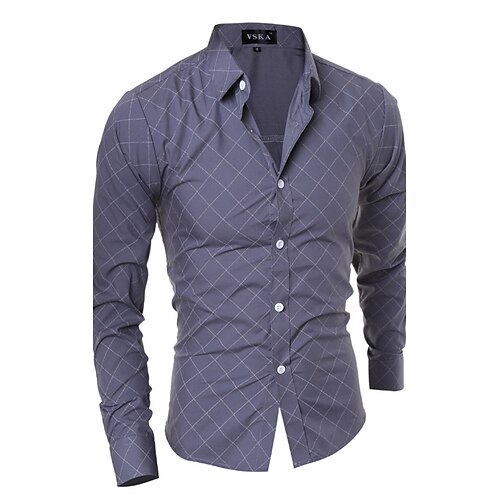 

Men's Shirt Striped Geometric Plus Size Standing Collar Daily Long Sleeve Tops Active Blue Black Gray / Summer