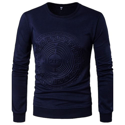 

Men's T shirt Shirt Solid Colored Round Neck Daily Weekend Long Sleeve Slim Tops White Black Navy Blue / Fall / Spring