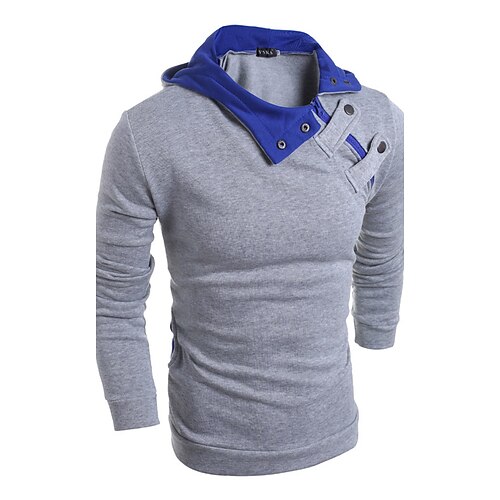 

Men's T shirt Color Block Plus Size Hooded Daily Print Long Sleeve Tops Cotton Active Gray Camel Dark Gray / Fall / Spring