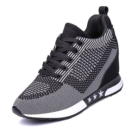 

Women's Trainers Athletic Shoes Height Increasing Shoes Lace-up Wedge Heel Round Toe Comfort Outdoor Walking Shoes Tulle Fall Spring Dark Grey Purple Light Grey