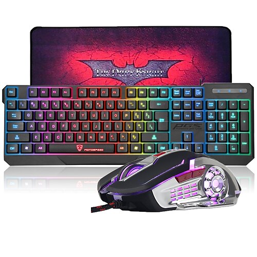 Cea mai slaba tastatura mouse-ului si mousepad-ul combo-motospeed K70 tastatura multicolor cu iluminare din spate, mouse-ul luom X56 si ajazz mousepad-ul intunecat al cavalerului