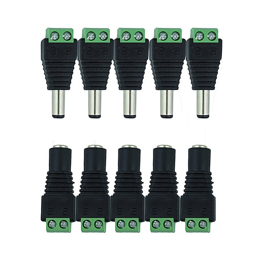 

10Pcs 5 Female 5 Male DC Connector 2.15.5mm Power Jack Adapter Plug Cable Connector For Single Color Led Tape