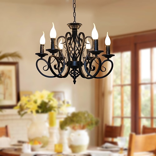 

6-Light 53 cm Candle Style Chandelier Metal Painted Finishes Traditional / Classic 110-120V 220-240V
