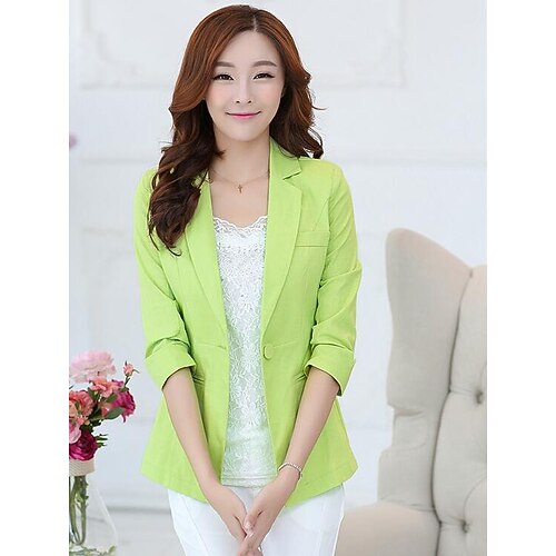 

Women's Blazer Going out Solid Colored Others Men's Suit Yellow / Green / White - V Neck / Spring