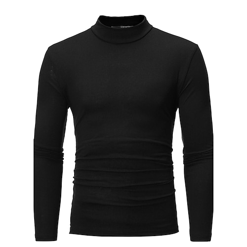 

Men's T shirt Tee Shirt Turtleneck shirt Graphic Solid Colored Rolled collar Plus Size Weekend Long Sleeve Clothing Apparel Cotton Muscle Essential