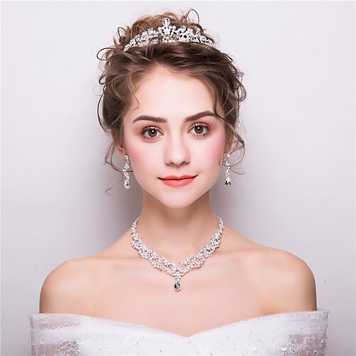 Per donna Di tendenza Strass Orecchini Gioielli Bianco Per Matrimonio Evento / Gioielli per capelli / Collane