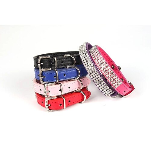 

Dog Collar Strobe / Flashing Flower / Floral PU Leather Black Purple Red Fuchsia Blue