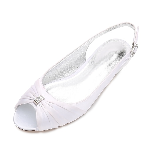 

Women's Wedding Shoes Wedding Dress Party & Evening Slingback Plus Size Wedding Flats Wedding Sandals Bridesmaid Shoes Summer Rhinestone Bowknot Flower Flat Heel Peep Toe Comfort Ballerina Satin