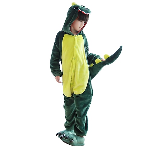 

Kid's Kigurumi Pajamas Dragon Dinosaur Solid Color Onesie Pajamas Flannel Fabric Cosplay For Boys and Girls Christmas Animal Sleepwear Cartoon Festival / Holiday Costumes / Leotard / Onesie