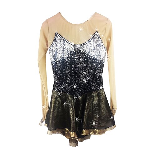

Figure Skating Dress Women's Girls' Ice Skating Dress Outfits Black Spandex High Elasticity Competition Skating Wear Handmade Long Sleeve Ice Skating Figure Skating / Rhinestone