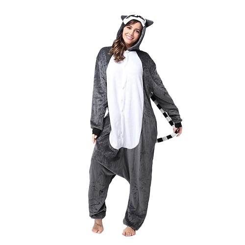 

Adults' Kigurumi Pajamas Monkey Lemur Animal Onesie Pajamas Flannel Toison Cosplay For Men and Women Christmas Animal Sleepwear Cartoon Festival / Holiday Costumes / Leotard / Onesie