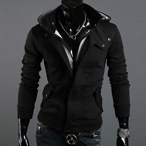 

Men's Hoodie Gray White Black Hooded Oversized Cotton Plus Size Cool Winter Fall Clothing Apparel Hoodies Sweatshirts Long Sleeve Slim