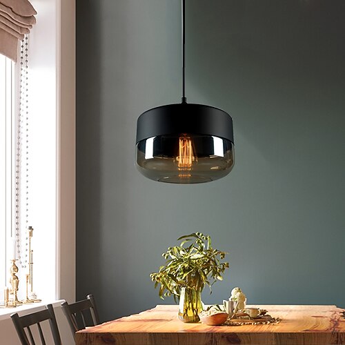 

1-Light 24 cm Designers Pendant Light Amber Island Light Metal Glass Painted Finishes Chic Modern Bulb Included 110-120V 220-240V
