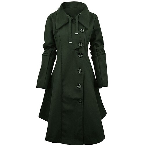 

Women's Coat Going out Winter Fall Maxi Coat Regular Fit Jacket Long Sleeve Green Black Wine / Vintage