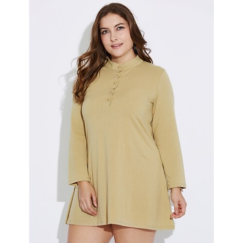 Women's Plus Size Casual Loose / Sweater Dress - Solid Colored Crew Neck
