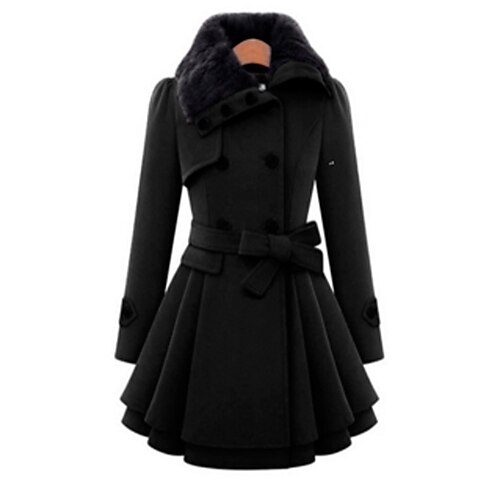 

Mujer Abrigo Ropa Cotidiana Invierno Otoño Largo Abrigo Ajuste regular Clásico Chaquetas Manga Larga Color Camello Negro Azul Oscuro