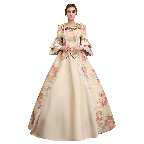 

Rococo Victorian 18th Century Cocktail Dress Vintage Dress Dress Party Costume Masquerade Ball Gown Women's Lace Costume Vintage Cosplay Party Prom 3/4 Length Sleeve Floor Length Ball Gown Plus Size