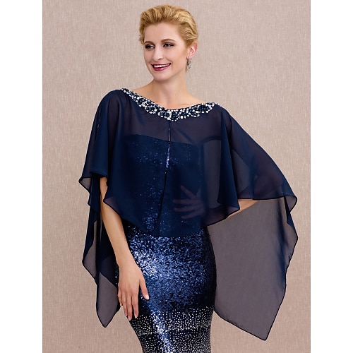 

Capes Chiffon Wedding / Party / Evening Women's Wrap With Buttons / Beading