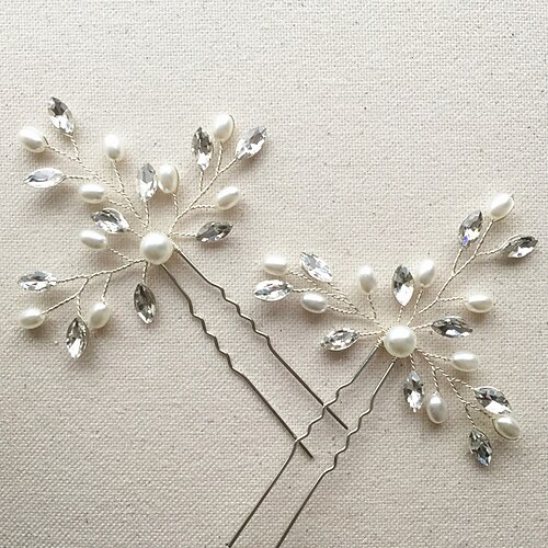 

Imitation Pearl / Rhinestone Flowers / Hair Stick / Hair Pin with 1 Piece Wedding / Special Occasion / Anniversary Headpiece