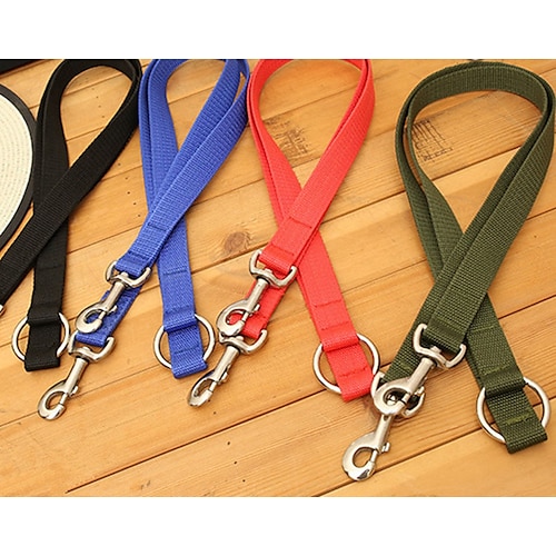 

Dog Double Dog Leash Portable Solid Colored Nylon Black Red Blue Green